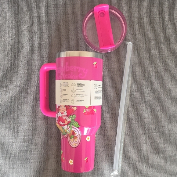 Stanley Pink Quencher H2.0 Tumbler, New, 40oz., Strawberry Shortcake - Picture 11 of 14